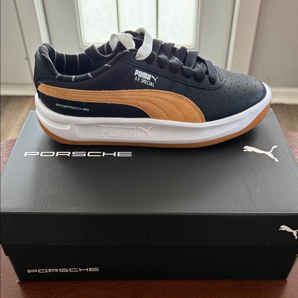 Puma GV Special Black and Tan Suede-Accent Sneaker